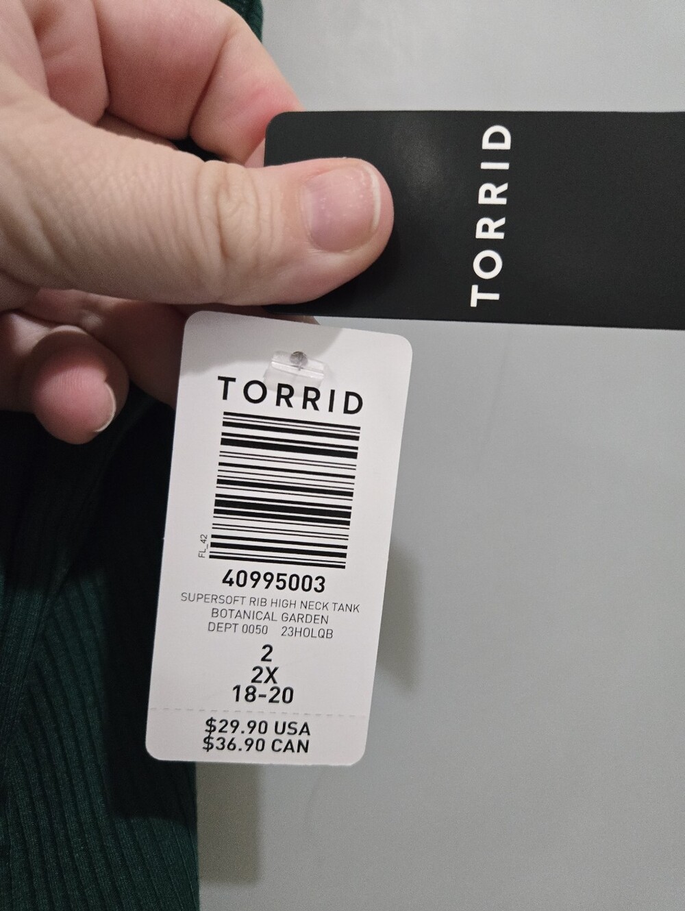 Torrid Super Soft Rib Knit High Neck Botanical Garden Green Tank NWT 2X - Picture 4 of 5